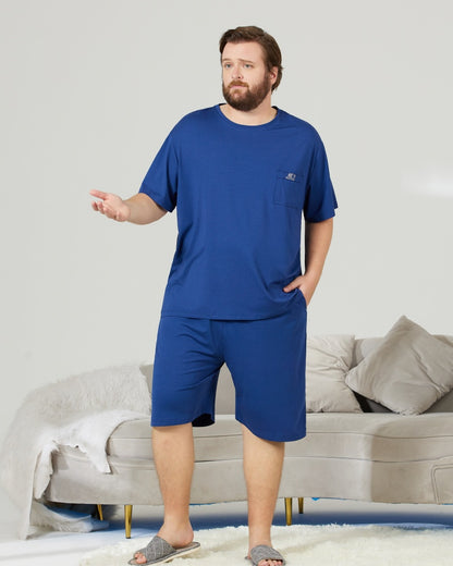 RC Modal Antimicrobial Protection Royal Blue Round Neck Pajamas Set