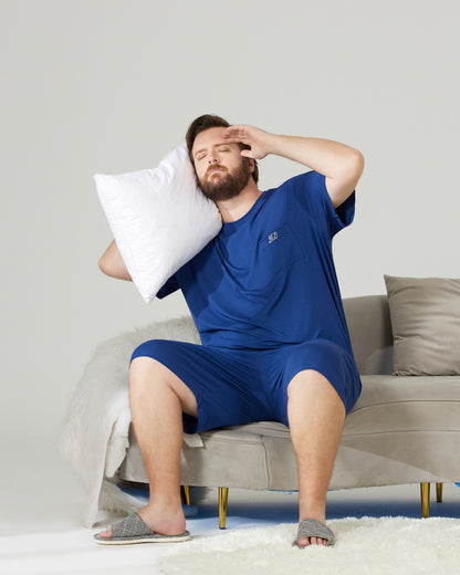 RC Modal Antimicrobial Protection Royal Blue Round Neck Pajamas Set